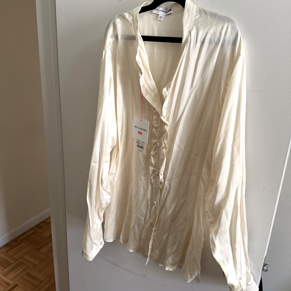 Uniqlo Silk Ruffled Neck Blouse